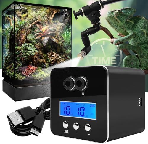 Reptile Smart Mister, Reptile Humidifiers Misting System Automatic with Timer, Terrariums Humidifier with 360°Adjustable Misting Nozzles, Spray Kit for Rainforest Plants Amphibian