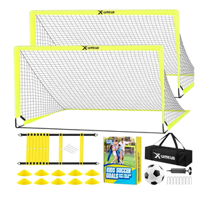 Kids Soccer Goals for Backyard Set of 2, 6x4 ft Portable Pop Up Soccer Goal Training Equipment with Soccer Ball, Ladder and Cones, Soccer Nets for Backyard for Kids Youth Toddler Outdoor Sports Games