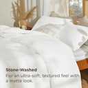 Bedsure 100% Stone Washed Cotton Duvet Cover Queen Size - White Minimalist Cotton Duvet Cover Linen Like for All Seasons - GentleSoft Plain Simple Bedding (White, Queen, 90"x90")