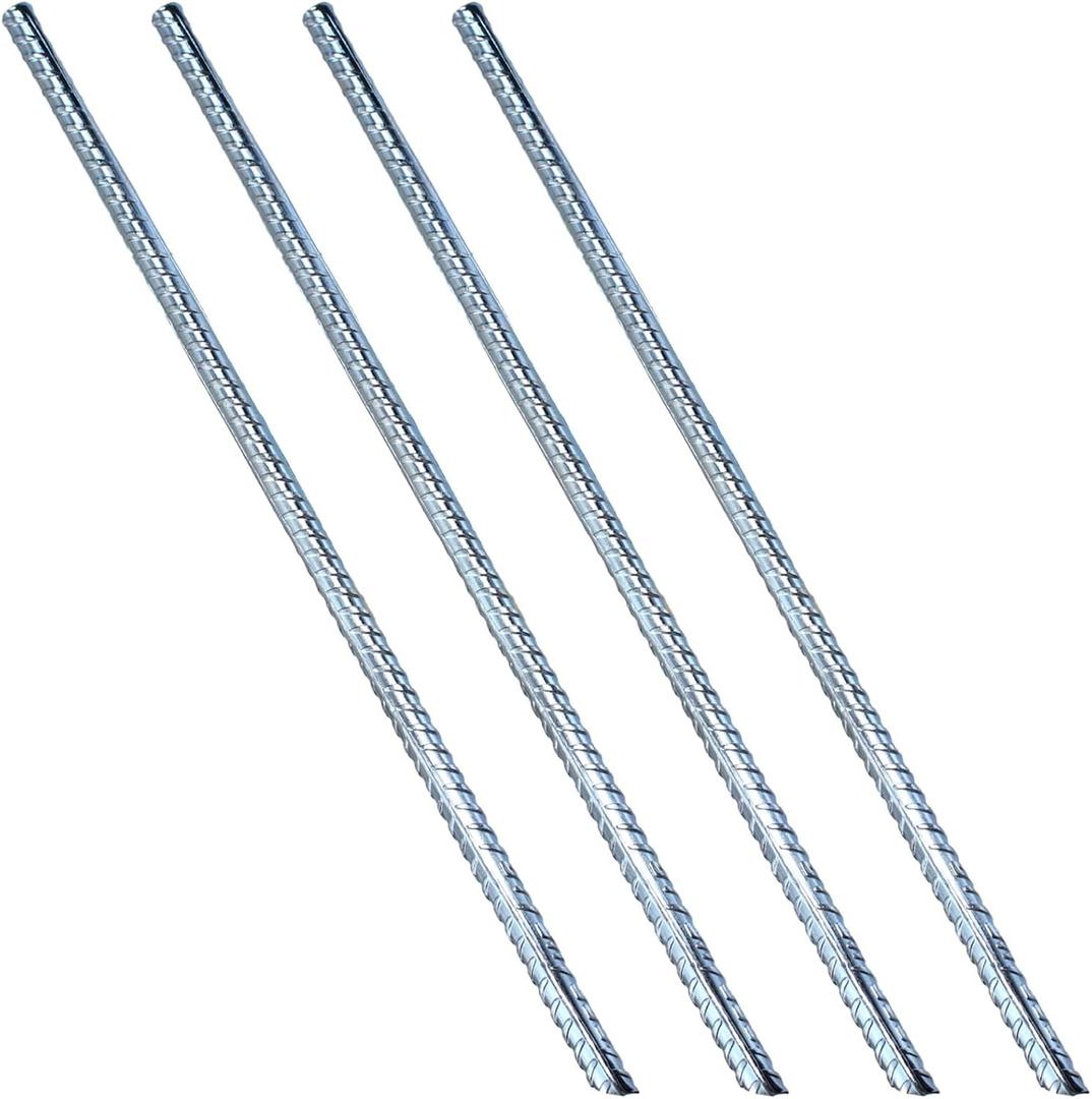 15 Inch Rebar Stakes 4 Pack Ground Rebar Stake Heavy Duty Ground Anchor Long Straight Steel Stakes Plant Support Stake for Concrete Timber Garden Plant