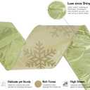 MEEDEE 4 Inch Champagne Gold Snowflake Ribbon Satin Wired Christmas Tree Ribbon with Champagne Glitter Snowflake 10 Yards Champagne Gold Ribbons for Christmas Tree, Garlands, Topper Bow