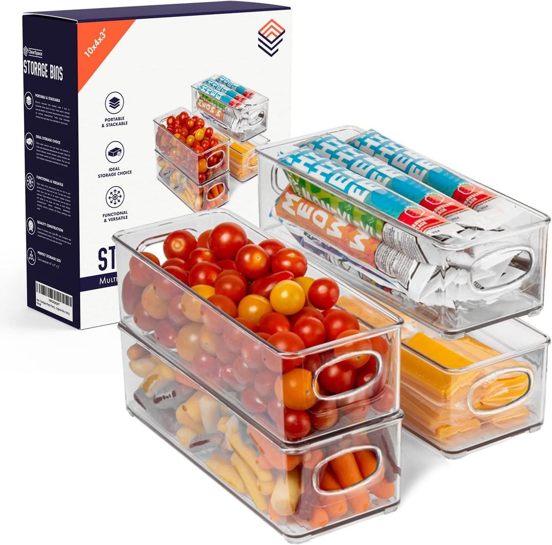 ClearSpace Plastic Pantry Organization and Food Storage Bin, 4 Pack
