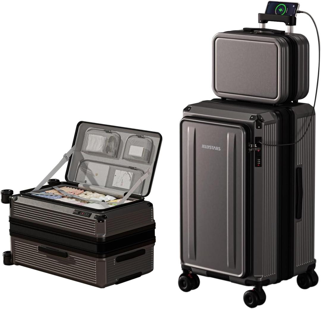 20" Carry On Luggage, Top Opening Suitcase with Wheels, TSA Lock, Handbag
20 Inch Expandable Carry On Luggage with USB Ports, Airline Approved Lightweight Hard Shell Business Travel Suitcase