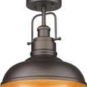 zeyu Farmhouse Semi Flush Mount Light Fixture, 11 Inch Industrial Ceiling Light Fixture for Indoor Outdoor, Oil Rubbed Bronze Finish, ZY41-F ORB