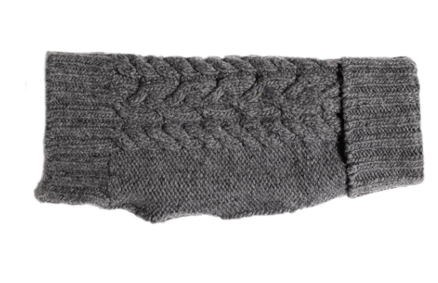 Chunky Warm Gray or Natural Lambs-Wool Dog Sweater, Size S