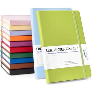 Dynta Lined Journal Notebooks for Women Men, 9 Pack A5 Hardcover Journals Bulk, 200 Pages/100 Sheets, 5.8 x 8.4 inch, 12 Colors, College Ruled Notebooks for Work, Writing, Note Taking
