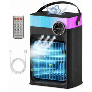 Portable Air Conditioner, Mini AC Unit for Bedroom1200ML Small Cooling Fan with Remote, 3 Mist 3 Speed 2-8H Timer Personal Air Cooler for Room Office Car, Black