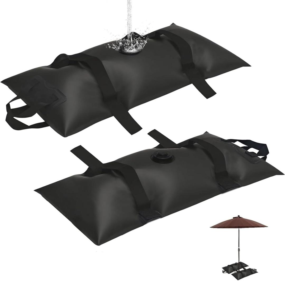 Umbrella Base Water Weight Set of 2, Patio Fillable Water Bags for Weight, Heavy Duty Furniture Outdoor Weights to Hold Down Umbrella Stand Patio Garden Backyard Black (2-PCS)