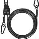 30ft Outdoor Clothesline Kit, 3/16" Black PVC Coated Wire Rope Portable Retractable Clothes Line Kit with Self-Locking Pulley, Screw Hook & Snap Hook for Camping, Backyard, RV, Travel