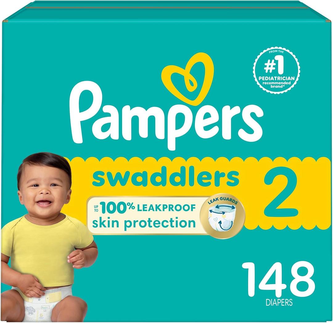 Pampers Baby Diapers - Swaddlers - Size 2, 148 Count, Ultra Absorbent Disposable Infant Diaper