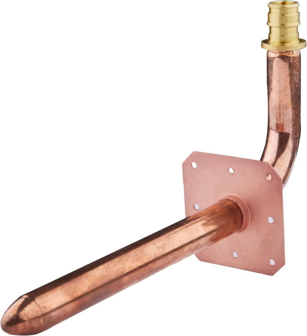EFIELD Pex-A Expansion F1960 Copper Stub Out Elbow with Wall Flange, 1/2", 8 Inch Length,(STUB006)