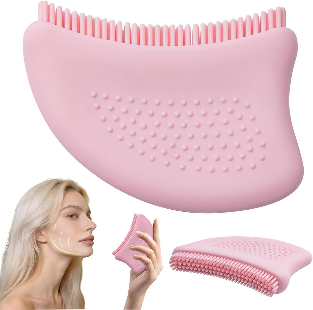Facial Lymphatic Massage Brush - Silicone Tool to Reduce Puffiness, Drainage & Face Sculpting, Gentle Gua Sha Alternative for Skincare Routine, Easy to Clean