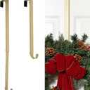Adapt Adjustable Wreath Hanger (Textured Gold) - Over The Door Wreath Hanger for Front Door - Extendable Length Metal Hook