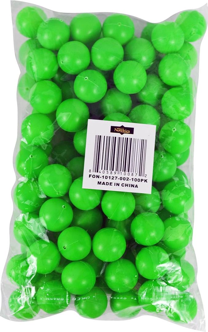 Fairly Odd Novelties 3/4" Mini Ping Pong/Table Tennis/Beer Pong Round Balls (100 Pack), 19mm, Green