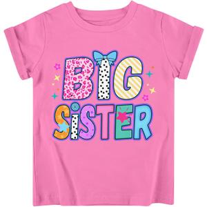 Funnycokid Big Sister Shirts for Girls Pregnancy Announcement Toddler (Pink, 2-3T)