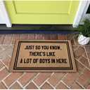 Welcome Mat with Rubber Back 30"(L) x 18"(W) Funny Doormat for Entrance Way Monogram Mats for Front Door Mat No Slip Kitchen Rugs and Mats (Just So You Know There's Like A Lots Of Boys In Here), 30x18 inches