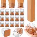 Ansible 24 pcs Square Large Chair Leg Floor Protectors, Furniture Felt Pads Silicone Covers caps for Chairs,Chair Leg Protectors for Hardwood Floors (Large fit:1'' to 1-5/8'')