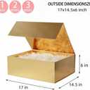 UoeRing 1 Extra Large Gold Gift Box 17x14.5x6 inch Luxury Gift Box for Presents with Magnetic Closure Lid Collapsible,Birthday,Christmas,Contains Card, Ribbon,Tissue Paper,Shredded Paper Filler, 1 count