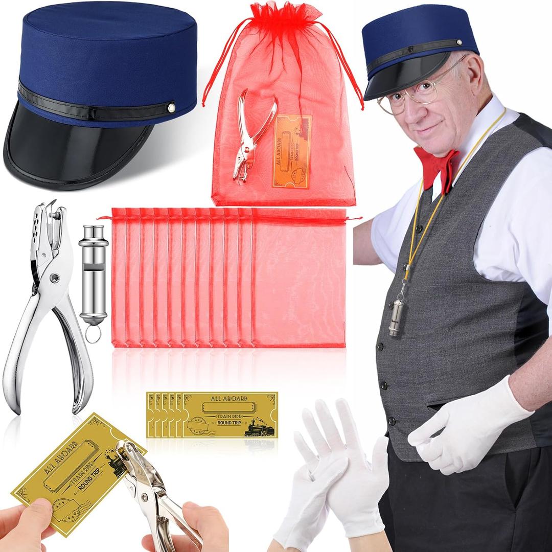 Christmas Polar Themed Conductor Costume Accessories Adults Train Conductor Engineer Costume Supplies Bulk