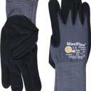 MaxiFlex 34-874 Maximum Breathability Comfort and Durability-Handling Nitrile Coated Gloves, Black (Medium (Pack of 12))