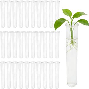 SINJEUN 30 PCS Plant Propagation Tubes, 20 ml Clear Plastic Test Tubes for Plants Flowers Home Office Decorations (4.7 inches Height)