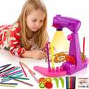 Drawing Projector Sketcher for Kids – Preschool Art Tracing Kit | Play-Based Learning Toy for Boys & Girls Ages 3+, 4 Sturdy Discs, 32 Animal & Fruit Images, 12 Color Pens & 1 Paper Pad