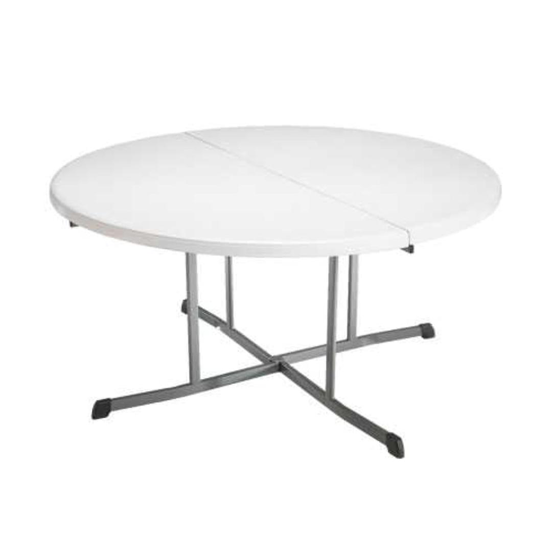 LIFETIME 25402 Commercial Round Fold in Half Table, 5 Feet, White Granite