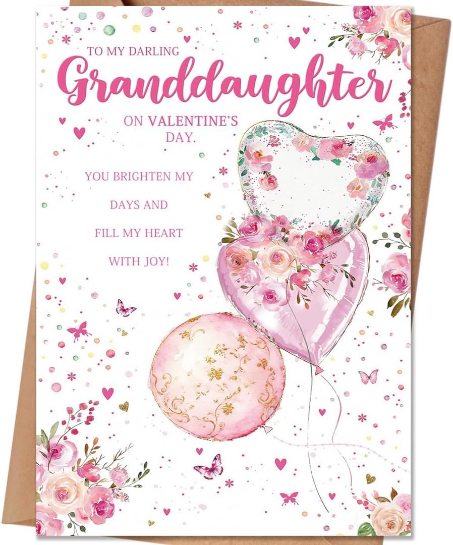 2 x Granddaughter Valentine Card, Happy Valentine's Day Card Gifts for Granddaughter (QQ-153)