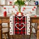 Artoid Mode Buffalo Plaid Love Hearts Valentine's Day Table Runner, Seasonal Kitchen Dining Table Decoration for Indoor Home Party 13x60 Inch
