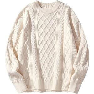 Laixton Women's Oversized Sweater Unisex Long Sleeve Vintage Cable Knit Sweaters Aesthetic Streetwear Casual Sweater Top, Size: XL