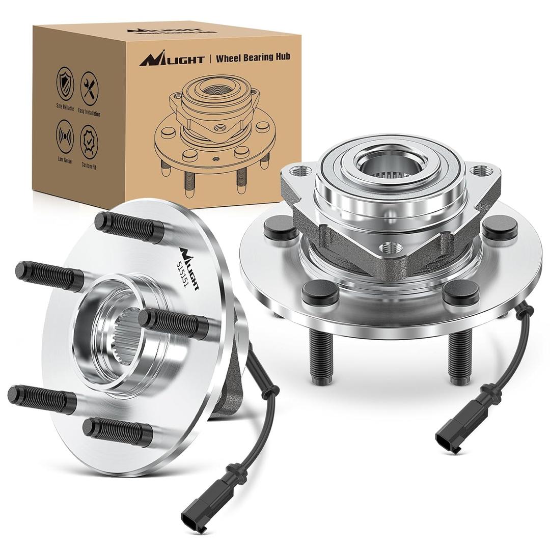 Nilight Front Wheel Bearing Hubs for Dodge Ram 1500 2012 2013 2014 2015 2017 2018 Classic 2019, Wheel Bearing and Hubs Assembly Set Replacement with 5-Lug and ABS, OEM 515151