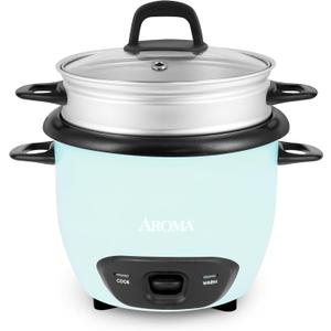 AROMA 6-Cup (Cooked) / 1.5Qt. Rice & Grain Cooker (ARC-743-1NGBL), Light Blue