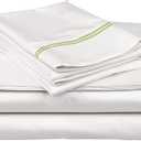 Mattress-Homes 4 Piece Bed Sheet Set Ultra-Luxurious 100% Long Staple Soft Cotton Sheets 16" Deep Twin Size Machine Washable Bedding, Twin Sheets Set White - Embroidery Sage