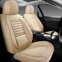 Front Car Seat Covers, Universal Leather Seat Covers with Headrest Pillows for Most Cars SUVs Pickup Trucks, Full Coverage Car Seat Protectors, 2 Seats Car Seat Cushion, Beige