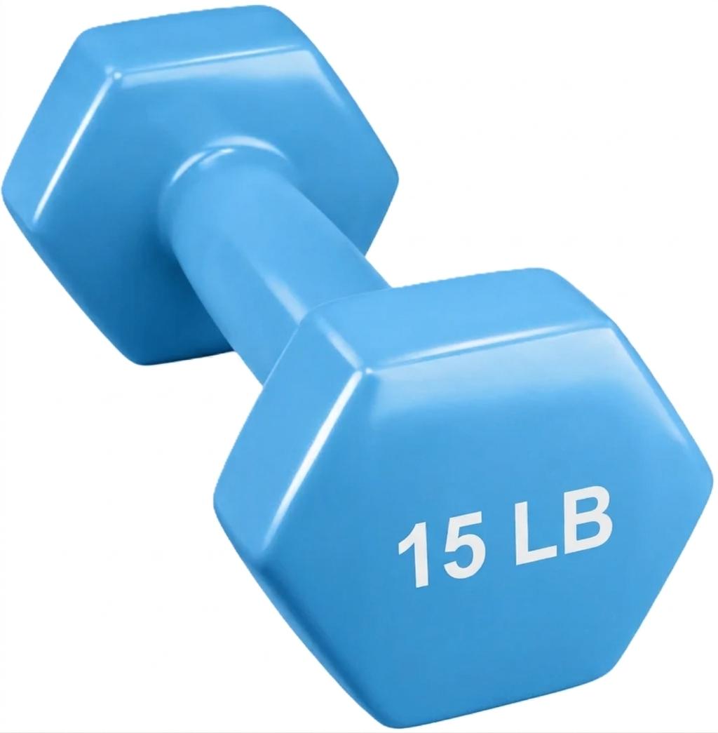 15 LB Light Blue Neoprene Dumbbell Set of 2 – Non-Slip Hexagon Hand Weights for Home Fitness & Workout