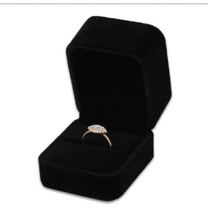 Black Velvet Ring Box Luxury Soft Velvet Jewelry Gift Box for Engagement, Wedding, Proposal & Storage (2.5 Square)