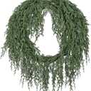 Real Touch Cedar Wreath 24 inch for Front Door Droop Faux Cedar Winter Christmas Wreaths Window Wreath Artificial Draping Pine Plant Green Large for Mantle Wall Indoor Outdoor Xmas Decoration