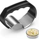 4 x Garlic Press Rocker - Stainless Steel Garlic Crusher, 2-in-1 Easy Kitchen Gadget for Effortless Smashing