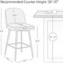 Counter Height Bar Stools Set of 3, 26 Inch Upholstered 360Swivel Barstools with Back and Metal Legs, Linen Fabric Counter Stools for Kitchen Island, Dining Room, Pub, Light Grey