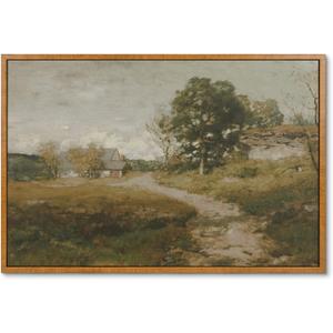 InSimSea Framed Canvas Wall Art Vintage Decor, Room Decor Classical Oil Painting Canvas Prints Arkville Landscape Vintage Wall Art Home Decor, 16"x24"
