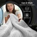 Bedsure Cooling Cotton Waffle Queen Size Blanket - Lightweight Breathable Blanket of Rayon Derived from Bamboo for Hot Sleepers, Luxury Throws for Bed, Couch and Sofa, White, 90x90 Inches