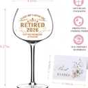 2026 Retirement Gifts for Women men,Funny Retirement DecorationsRetired Wine Glass For Women men 16 Oz, Farewell Card for Retired Woman.