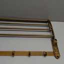 24" 2-Tier Vintage Style Brass Foldable Towel Rack with Hooks