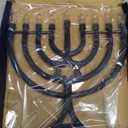 LED Electric Blue Hanukkah Menorah with Special Effects - Battery/USB Powered, Star of David, 4 Lighting/Blinking Modes, Large LED Bulbs, Chanukah Traditional Electric Menorahs - Navy Blue