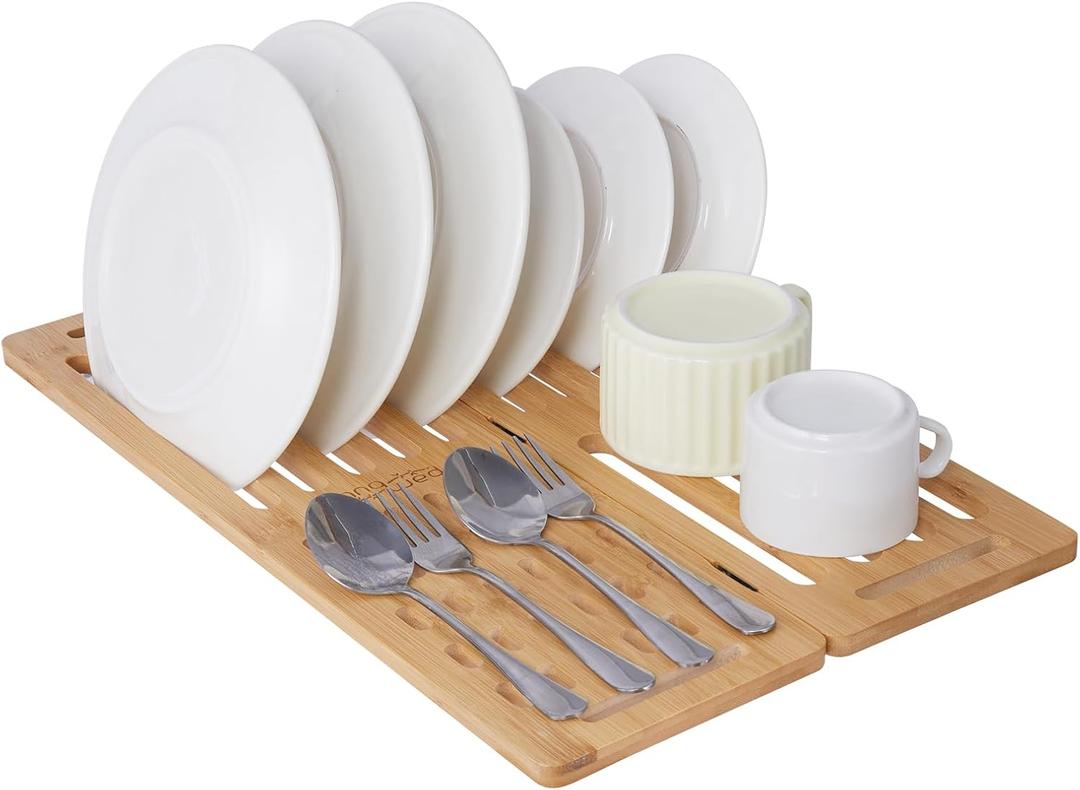 Bamboo Over The Sink Dish Drying Rack