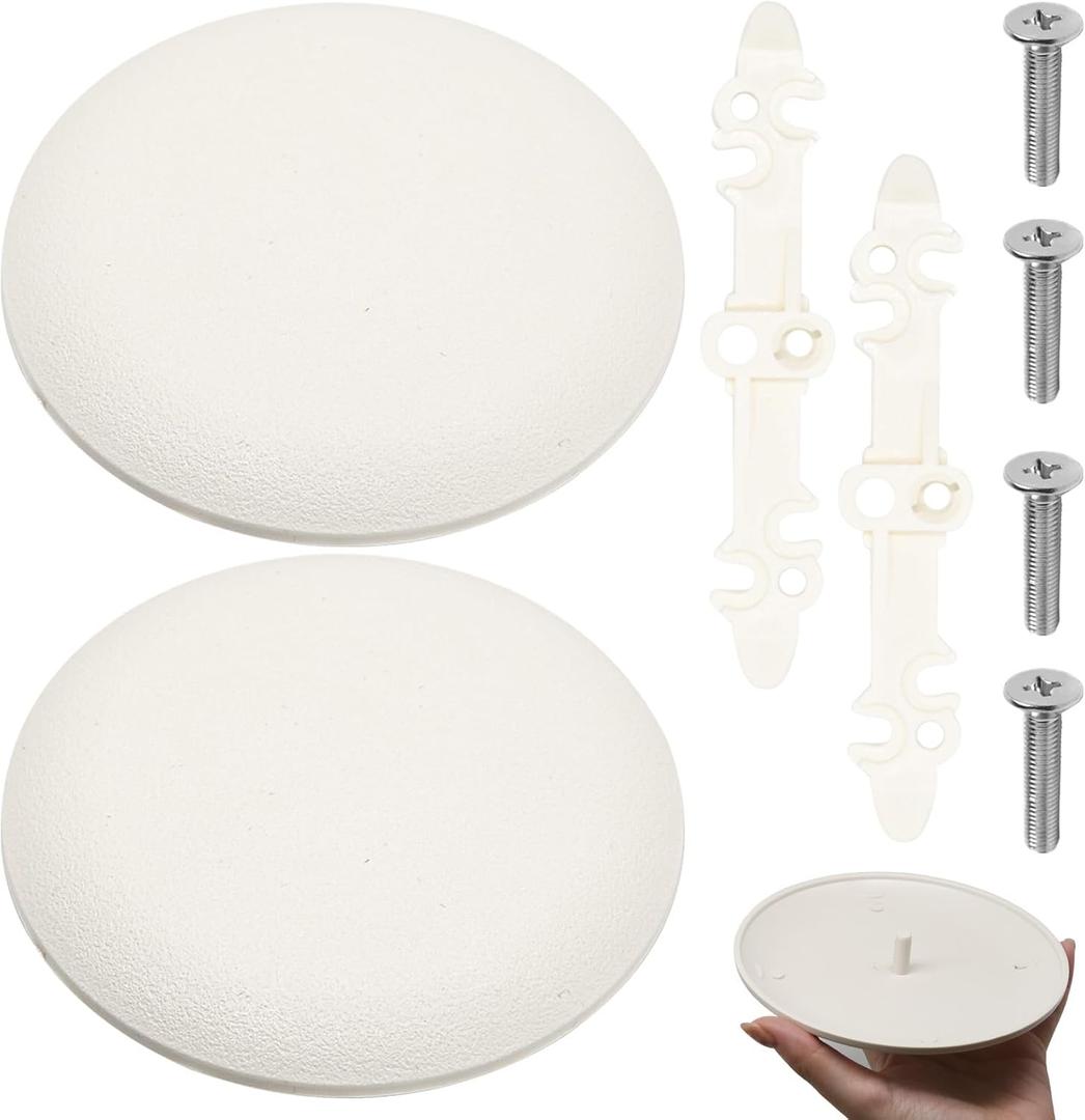 2Pcs CP3540 Ceiling Cover Plate, Round Electrical Box Cover for 3-1/2" to 4" Holes, Paintable White Plastic Hole Plates for Smoke Detector, Living Room & Office