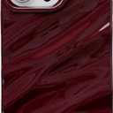 Caseative for iPhone 14 Pro Max Case,Water Ripple Pattern Curly Wave Shape Soft Phone Case (Wine Red)