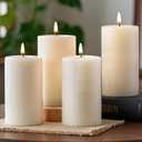 Uscented Pillar Candles, Ivory Pillar Candle Set of 4, 3 x 6 Inch Dripless and Smokeless Large Pillar Candles for Dinner Table, Christmas and Home Decor 45 Hours Long Burning Time