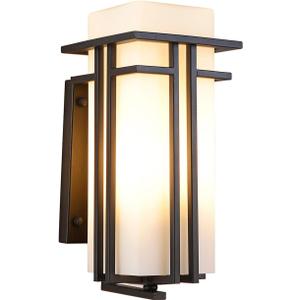 Large Outdoor Wall Lights 15.35" H x 6.7" W, Waterproof Wall Lantern Exterior Light Fixture for Entryways Yards Garage Front Porch, Metal Frame with Frosted Glass, Black (Large)