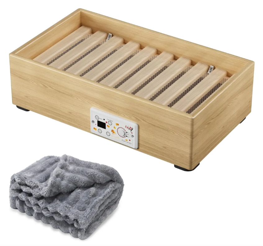 Wooden Under Desk Foot Warmer, Powerful Fast Heating Personal Heater for Feet and Legs, Silent Energy Saving with Thermostat & Timer for Home Office